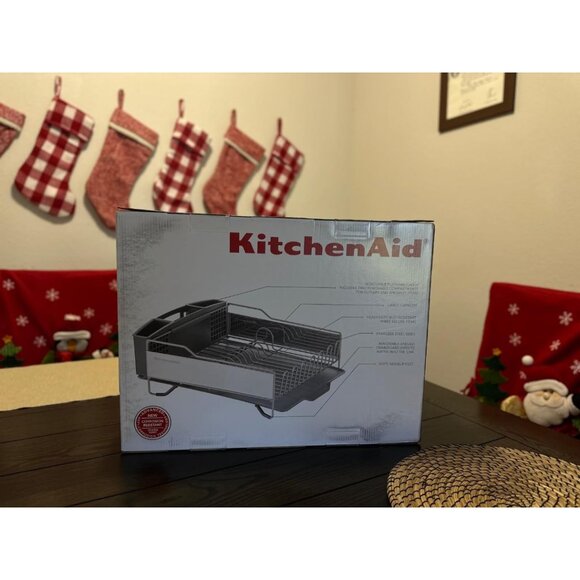 New Large Capacity Rust-Resistant Dish Rack with Angled Drain Board, Light Grey - Picture 11 of 11